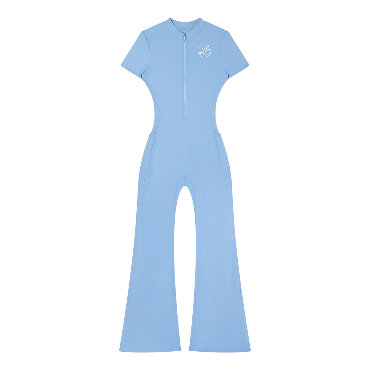 Lamarina Women’s Tight Flared Leg Quarter-Zip Jumpsuit