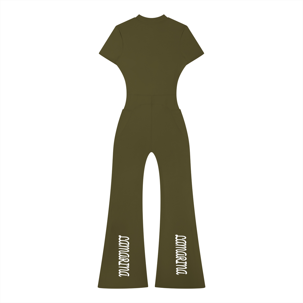Lamarina Women’s Tight Flared Leg Quarter-Zip Jumpsuit