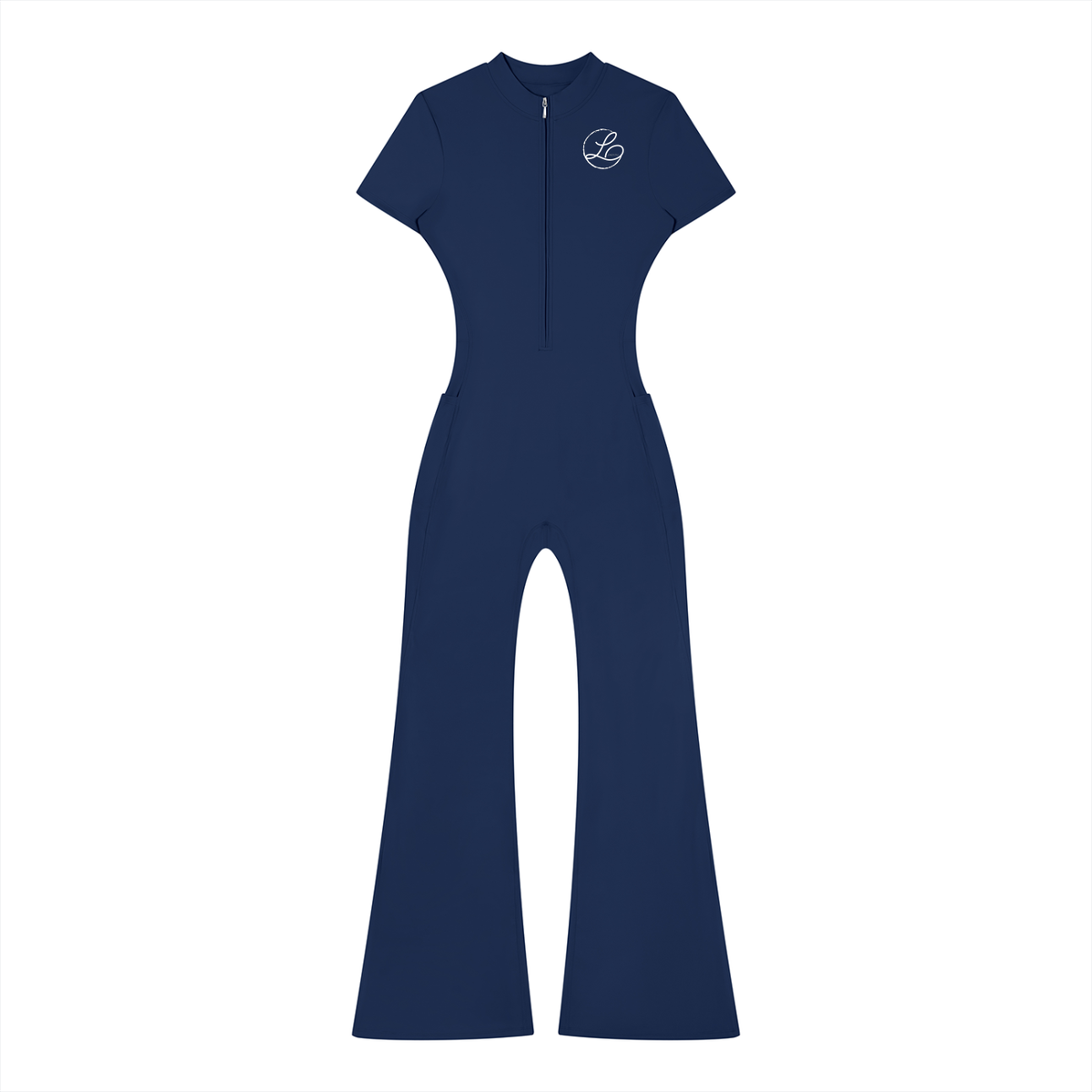 Lamarina Women’s Tight Flared Leg Quarter-Zip Jumpsuit