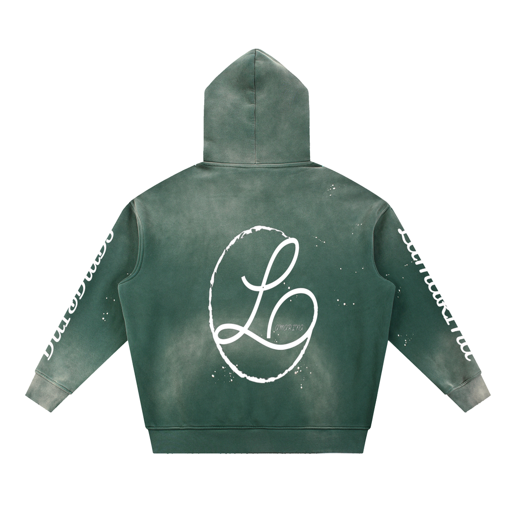 Lamarina Vintage Washed Frayed Fleece Hoodie