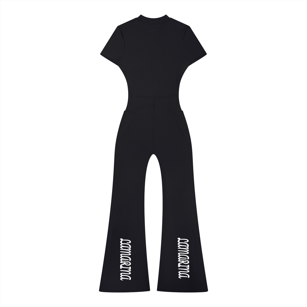 Lamarina Women’s Tight Flared Leg Quarter-Zip Jumpsuit