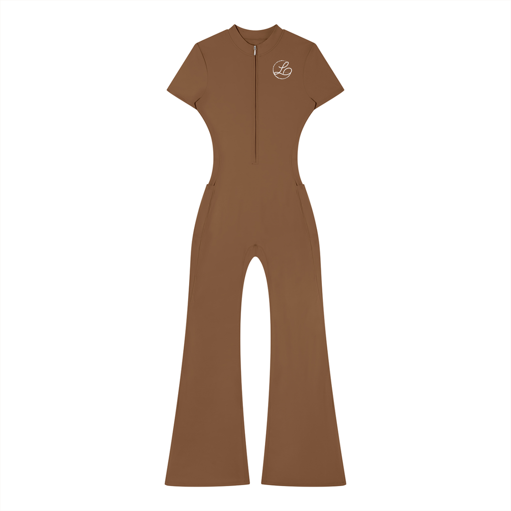 Lamarina Women’s Tight Flared Leg Quarter-Zip Jumpsuit