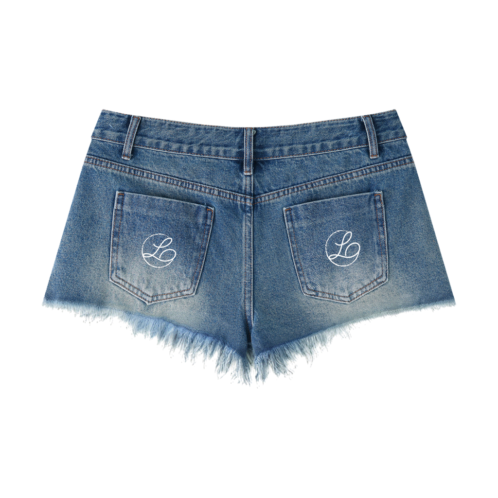 Lamarina Women's Vintage Wash Raw Hem Denim Shorts