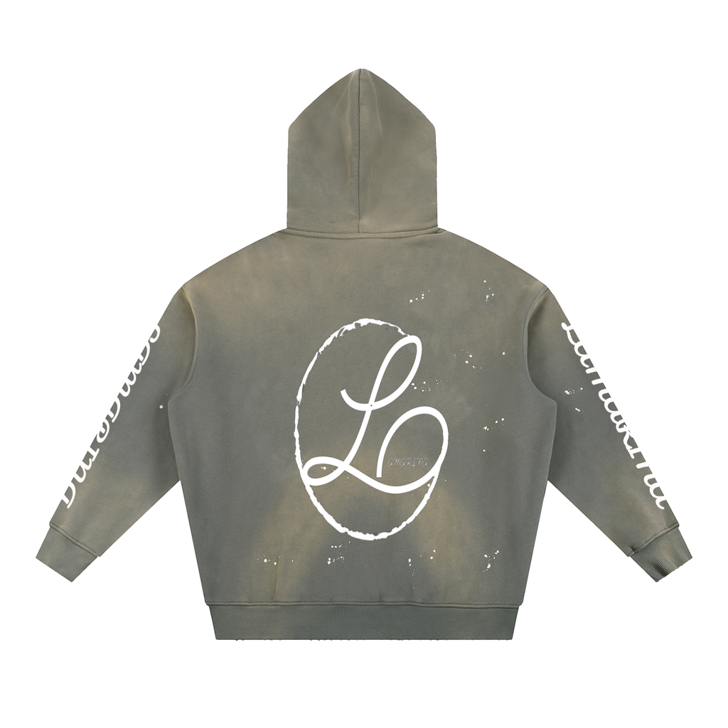 Lamarina Vintage Washed Frayed Fleece Hoodie