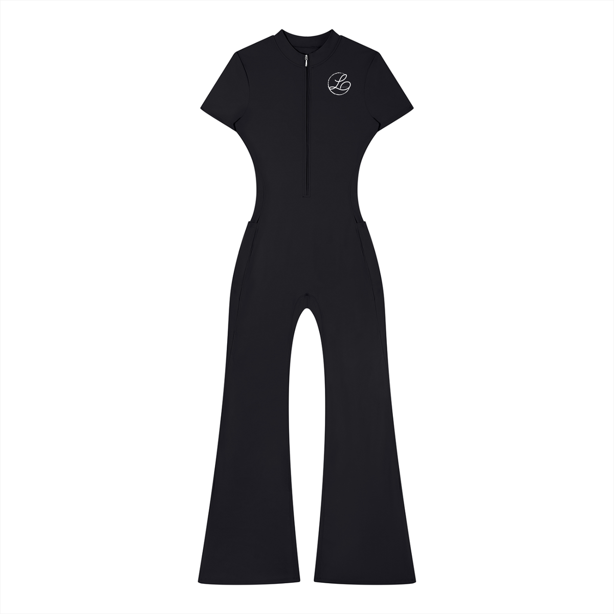 Lamarina Women’s Tight Flared Leg Quarter-Zip Jumpsuit