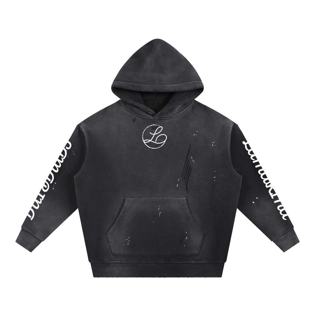 Lamarina Vintage Washed Frayed Fleece Hoodie