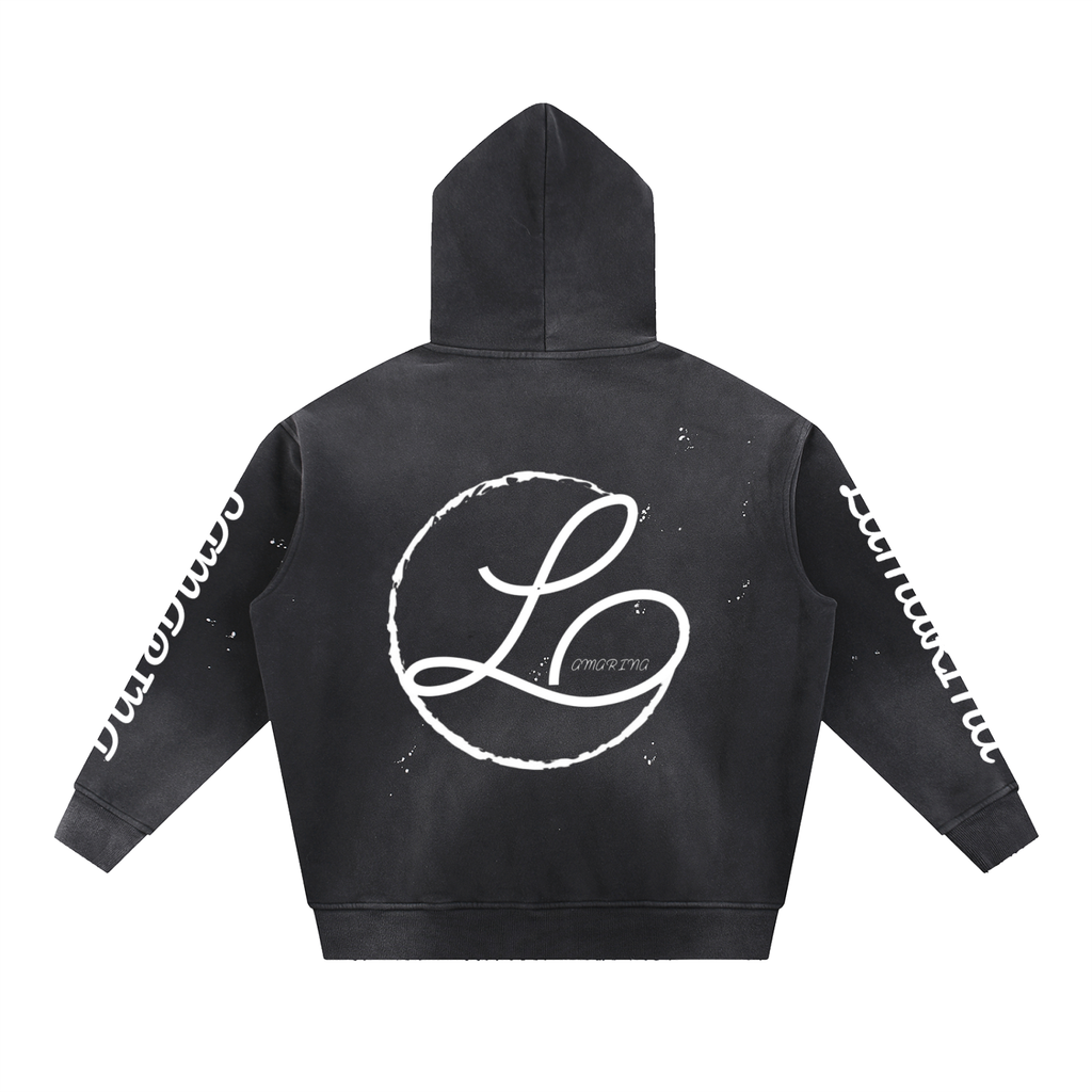 Lamarina Vintage Washed Frayed Fleece Hoodie
